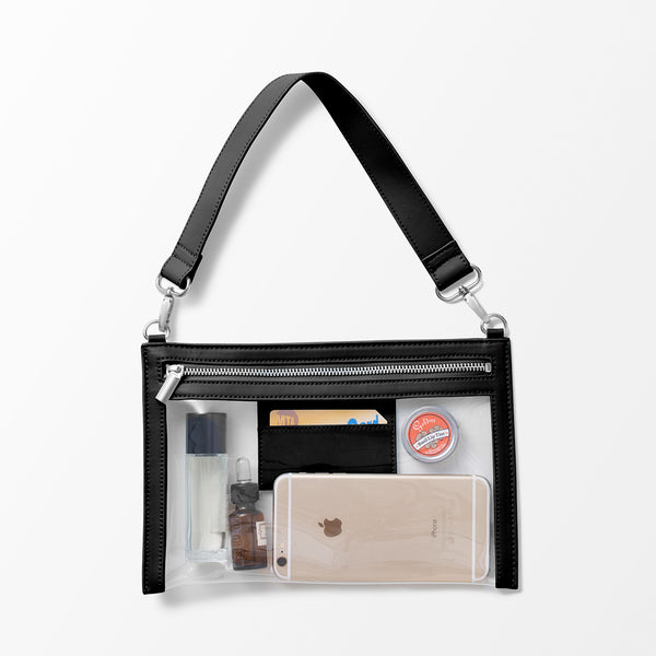 4Way Apple Vegan Leather Shoulder Pouch Bag </font><br>BLACK