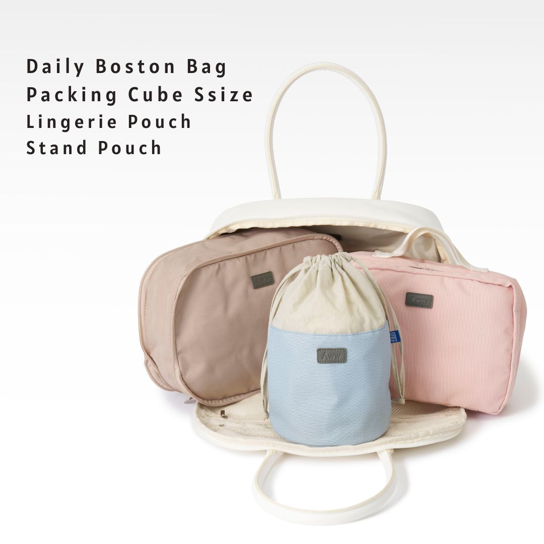 Daily Boston Bag + Packing Cube S size +  Lingerie Pouch + Stand Pouch