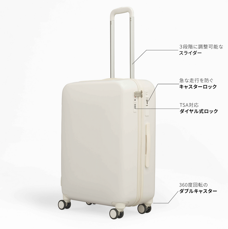 新品未使用未開封 スーツケースL ホワイト スーツケース/キャリーケース】Aww -TRAVEL- (6〜7日用)(WHITE