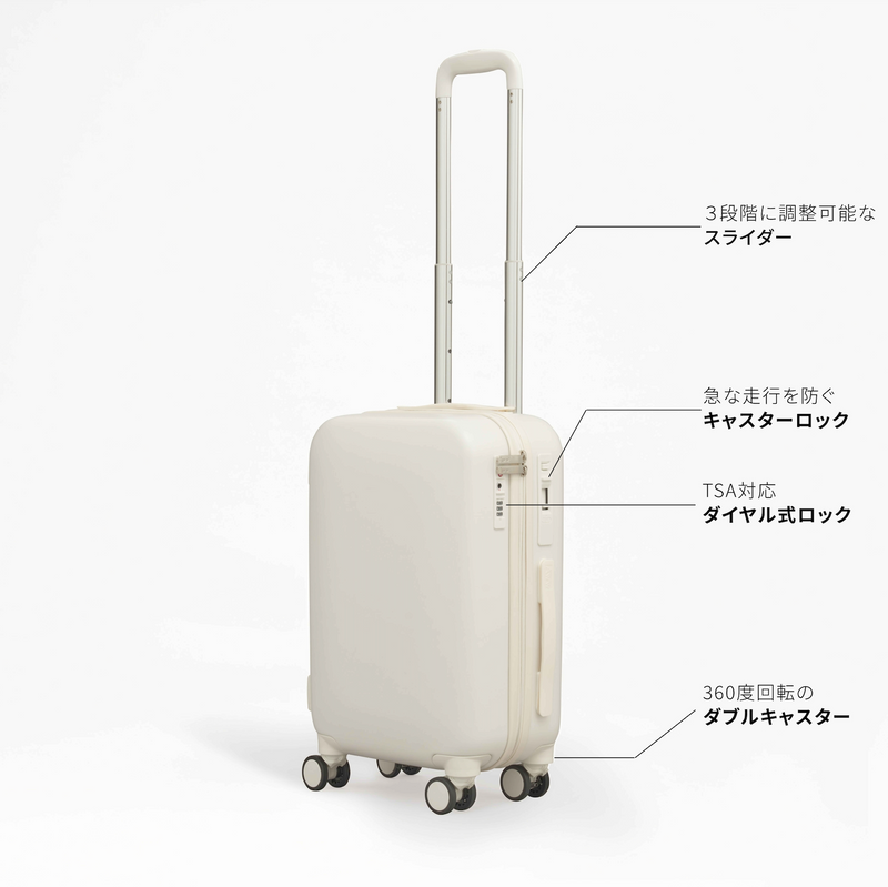 三田 キャリーケース キャスター かわいい 白 スーツケース 機内 