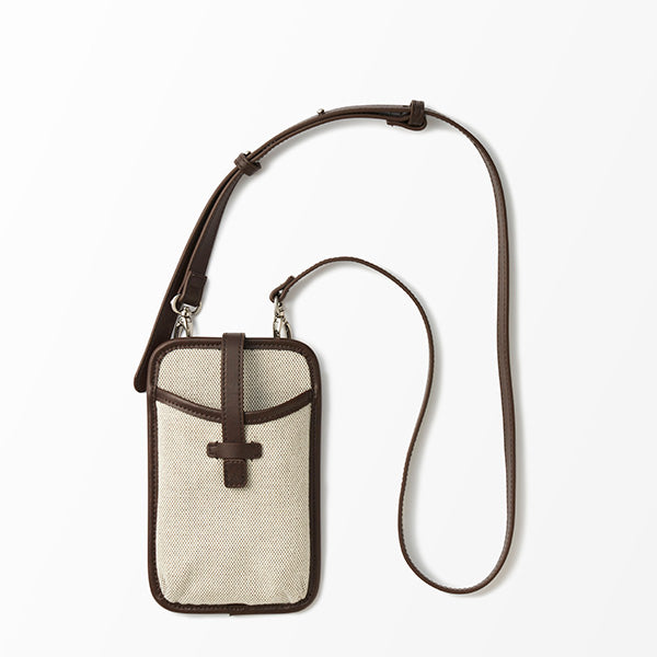 【New Classic Collection】Cactus Vegan Leather Smartphone Shoulder Bag </font><br>BROWN